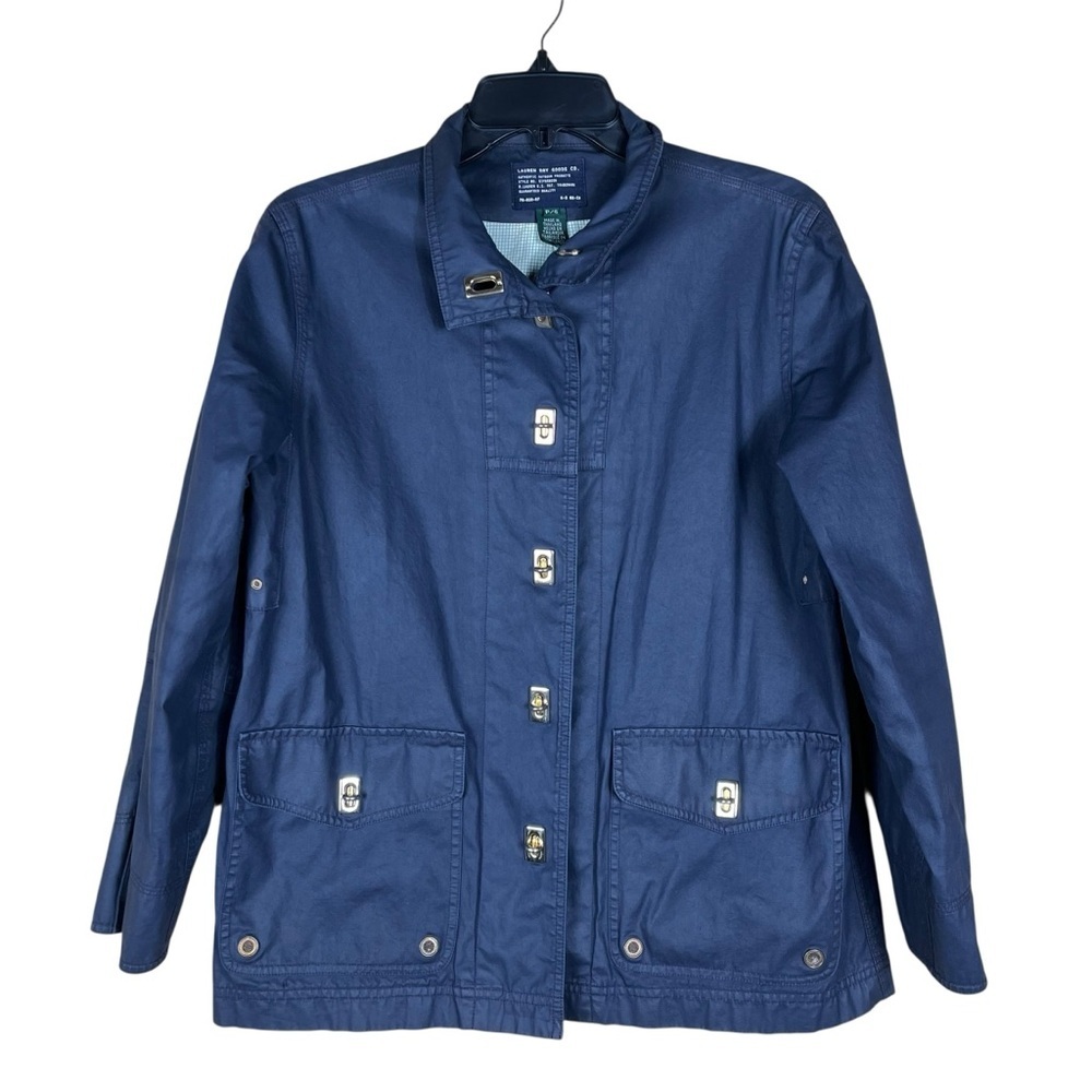 Lauren Ralph Lauren Dry Goods Rain Jacket Size Small Petite Blue Utility Preppy